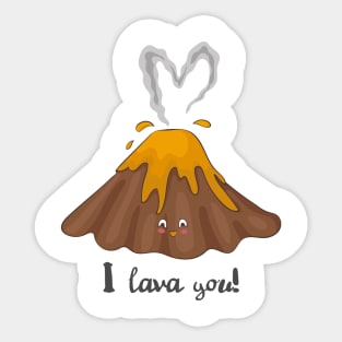 I Lava You - Cute Volcano Lava Love Heart Gift Sticker